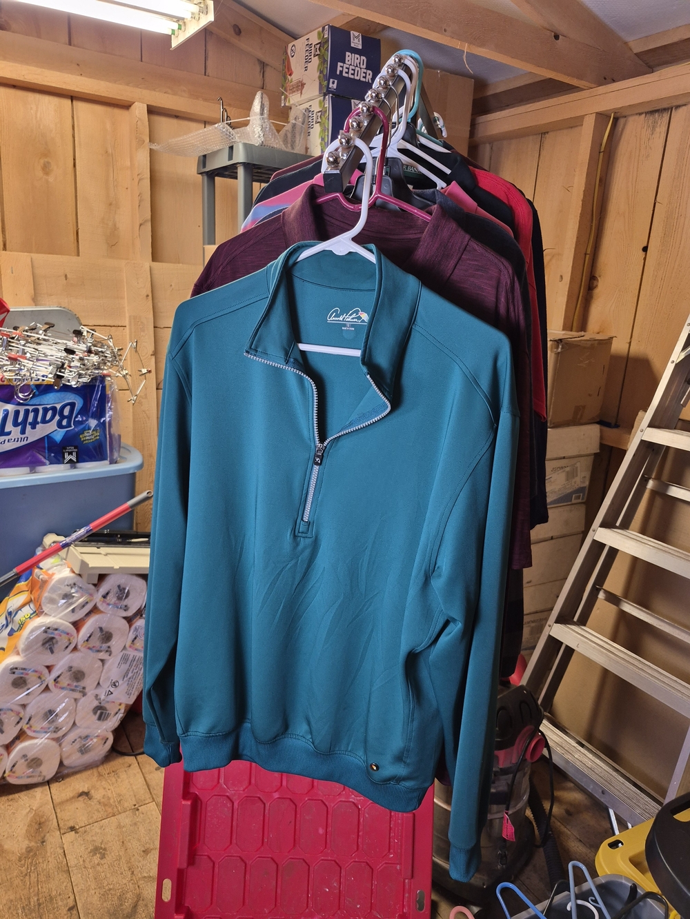 Quarter-Zip Pullover Top in Teal Bin 36